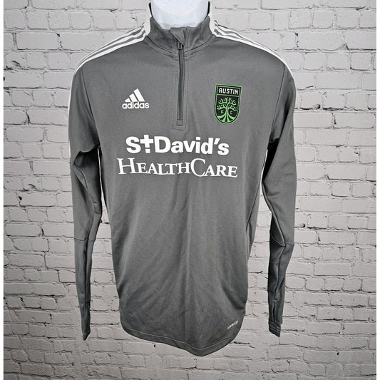 Adidas Austin FC Grey St Davids Practice Warmup Jersey 1/4 Zip Pullover Top S