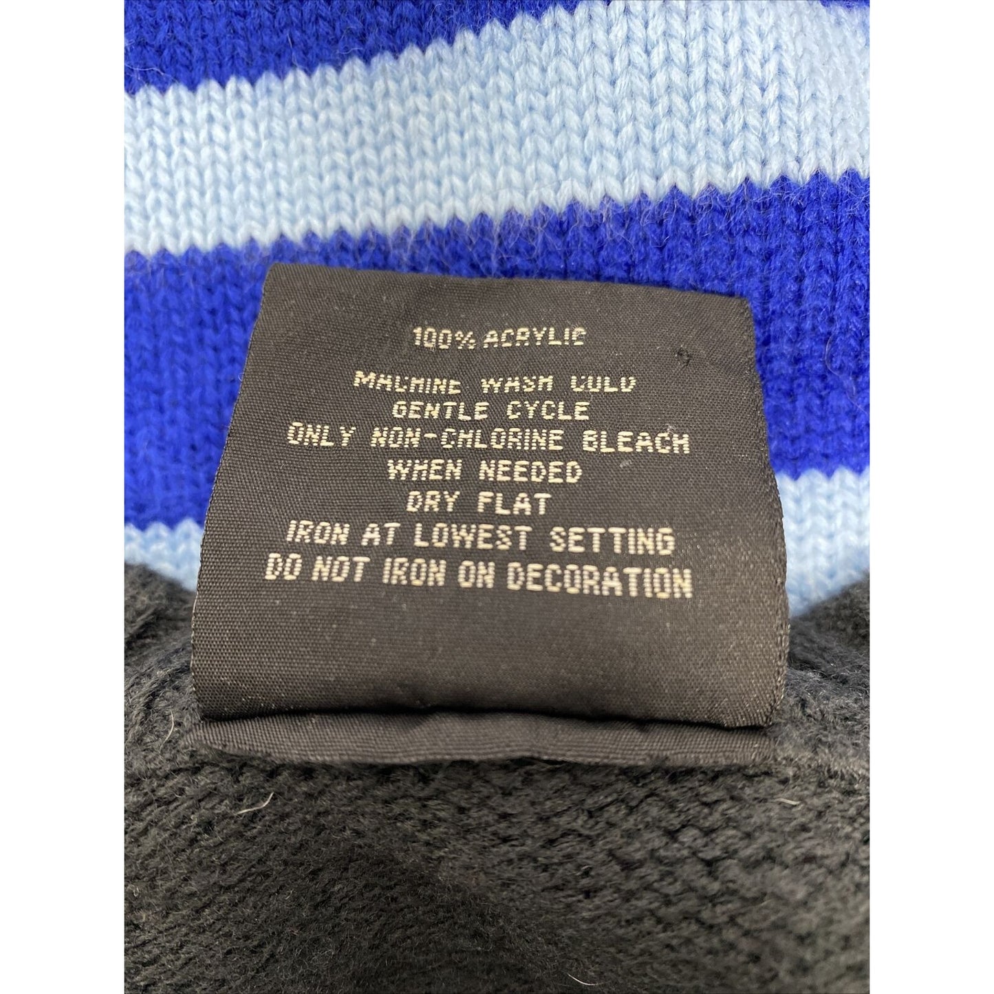 VTG South Pole Authentic Collection Pullover Black Blue White Knit Sweater M
