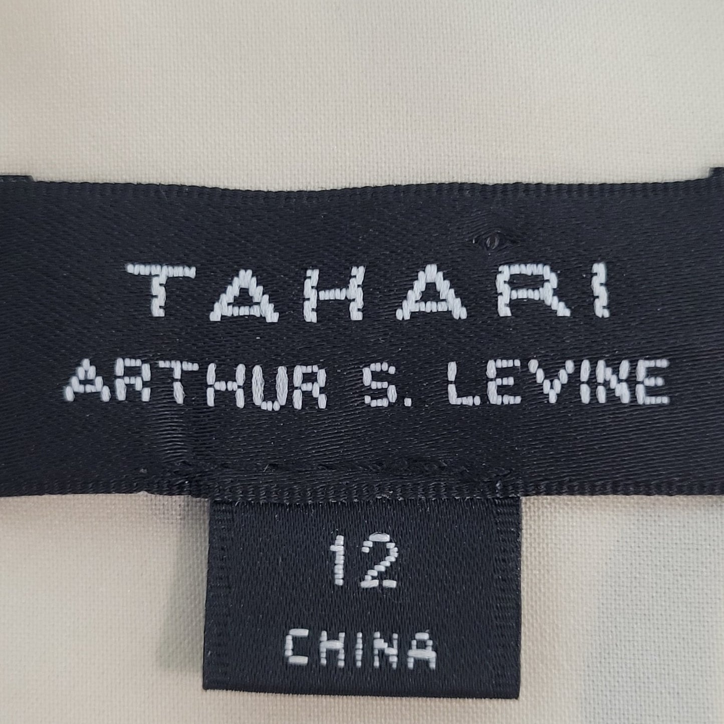 Tahari Beige & Black Printed Flutter Sleeve Lined Zipped Shift Dress Size 12