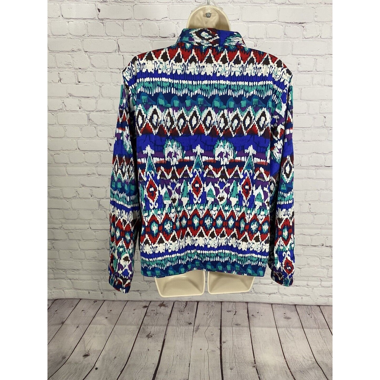 VTG 1990’s Koret Colorful Full Zip Retro Windbreaker Jacket Women’s L