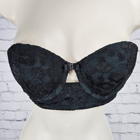 Blush Dark Green Black Balconette Bra Animal Print Size 34B