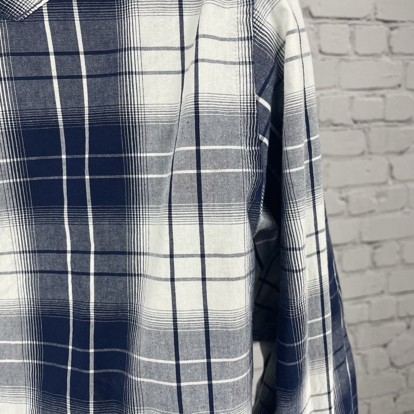 VTG Wrangler Blue Plaid American Cowboys Choose Wrangler Pearl Snap Shirt Medium