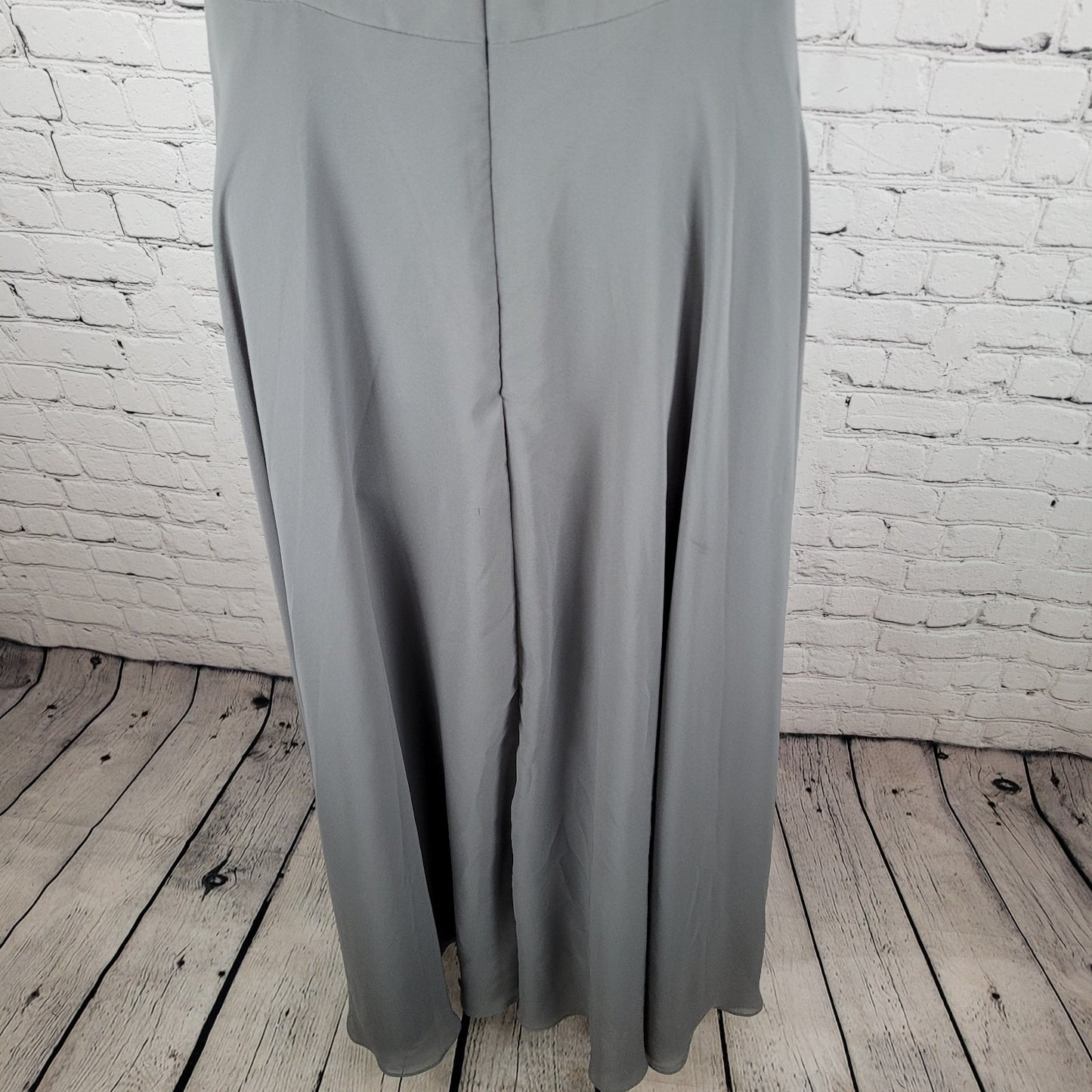 Azazie Grey Chiffon Pleated Padded Bust Sleeveless Bridesmaid Dress Gown Size C