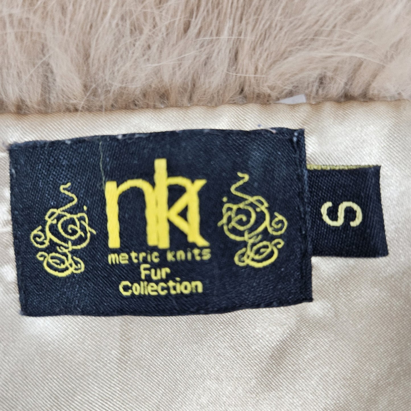 Metric Knits Brown Genuine Rabbit Fur Collared Full Zip Lined Vest Small S