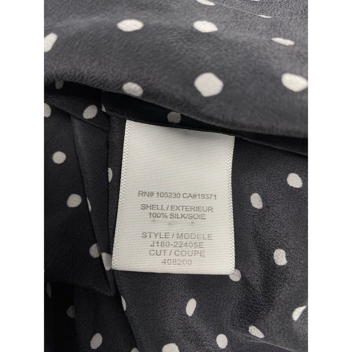 Joie Black White Polka Dot Front Pockets V Neck Silk Long Sleeve Blouse XS