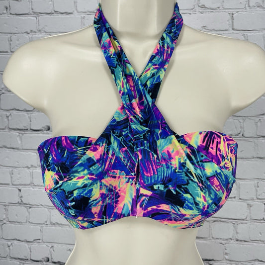 PINK Victoria’s Secret Twisted Top Halter Padded Underwire Swimsuit Bikini Top S