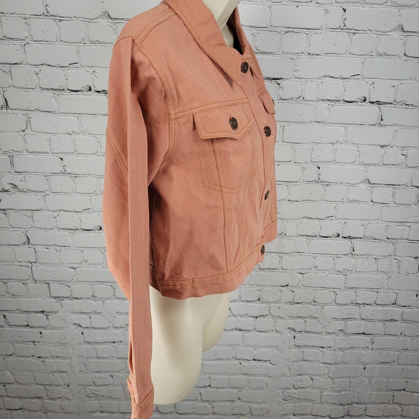Sassafras Muted Orange Twill 100% Cotton Crop Boxy Jacket Size Medium M