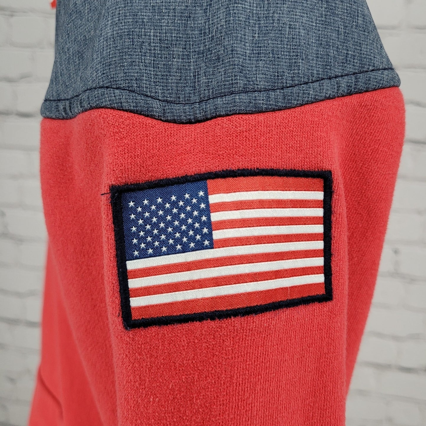 The North Face Red Blue USA Flag Colorblock Full Zip Hoodie Jacket Large L 14/16