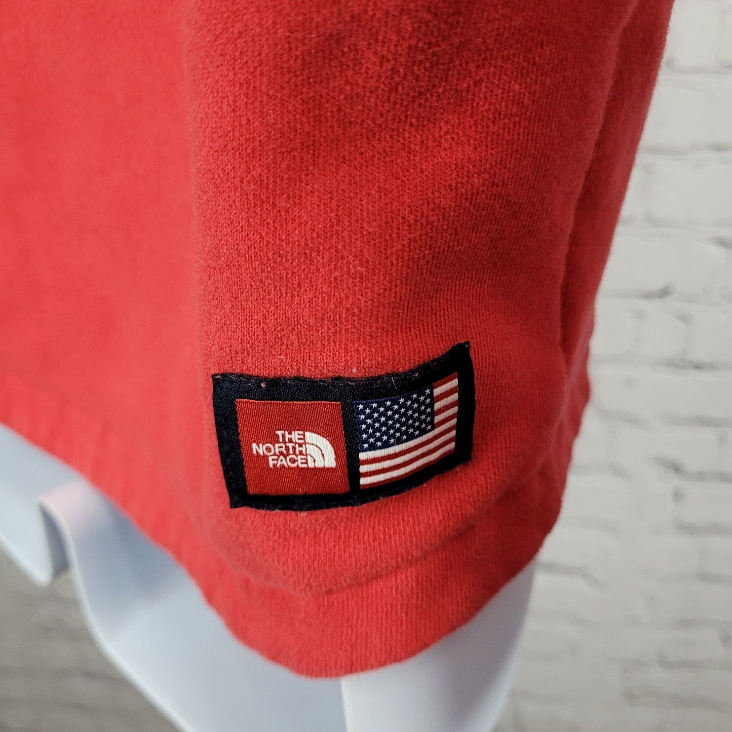 The North Face Red Blue USA Flag Colorblock Full Zip Hoodie Jacket Large L 14/16