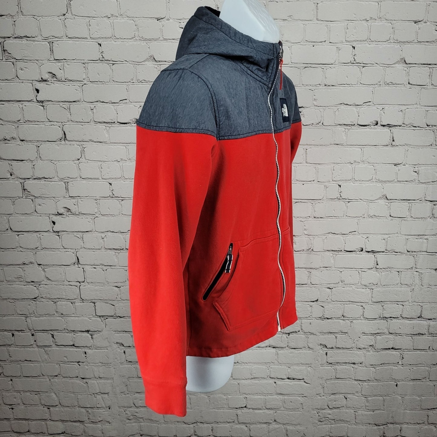 The North Face Red Blue USA Flag Colorblock Full Zip Hoodie Jacket Large L 14/16