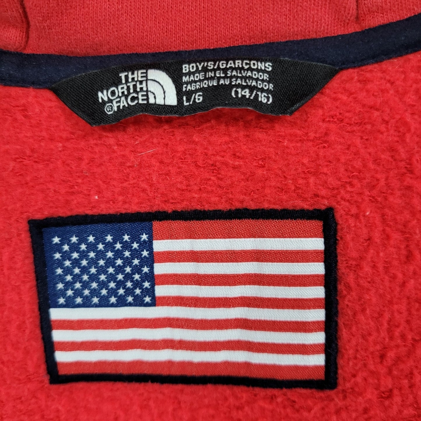 The North Face Red Blue USA Flag Colorblock Full Zip Hoodie Jacket Large L 14/16