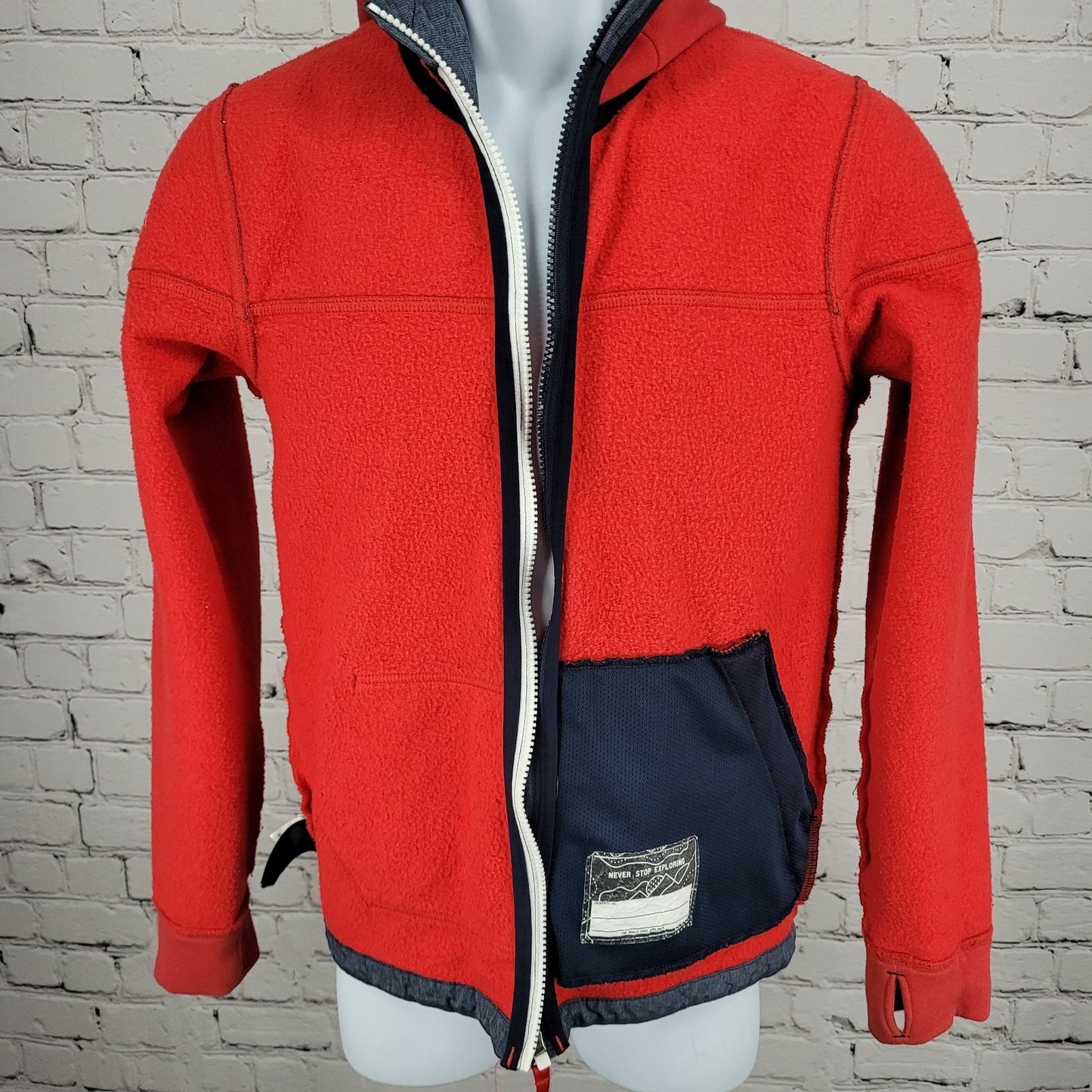 The North Face Red Blue USA Flag Colorblock Full Zip Hoodie Jacket Large L 14/16