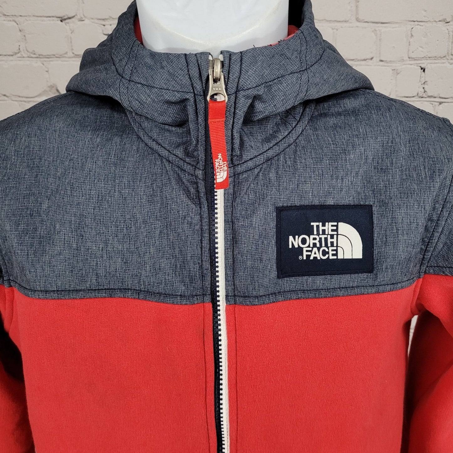 The North Face Red Blue USA Flag Colorblock Full Zip Hoodie Jacket Large L 14/16