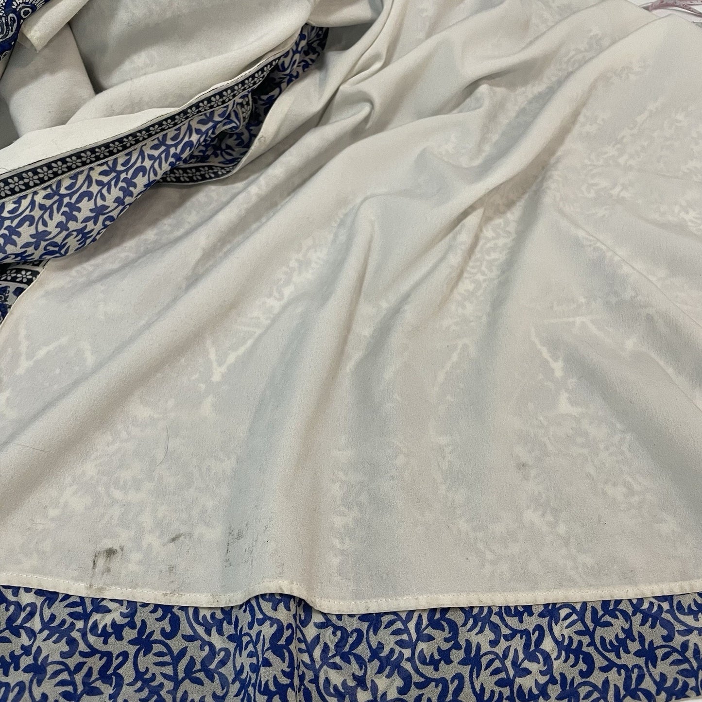 JOIE Blue & White Silk Chiffon Printed Side Slits Lined Maxi Dress Size Large L