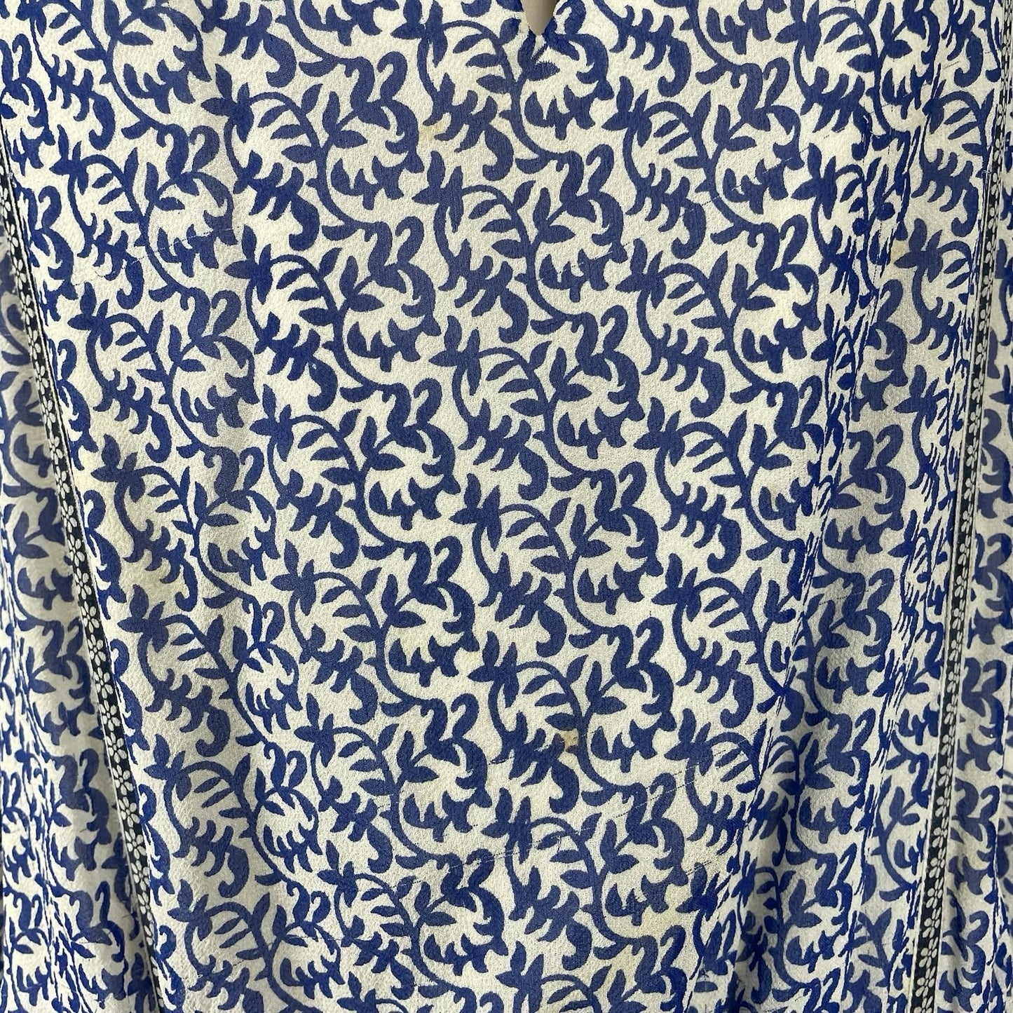 JOIE Blue & White Silk Chiffon Printed Side Slits Lined Maxi Dress Size Large L
