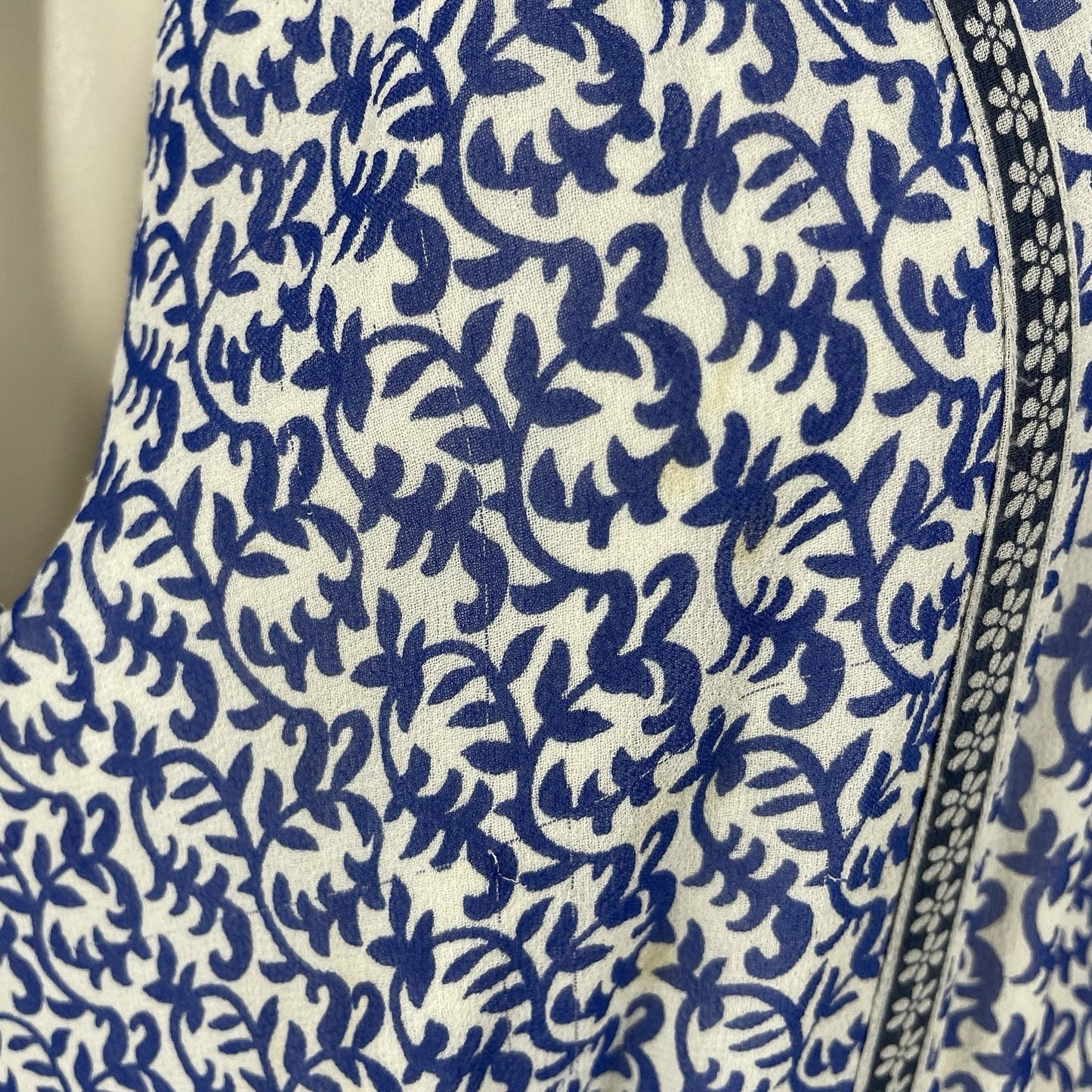 JOIE Blue & White Silk Chiffon Printed Side Slits Lined Maxi Dress Size Large L