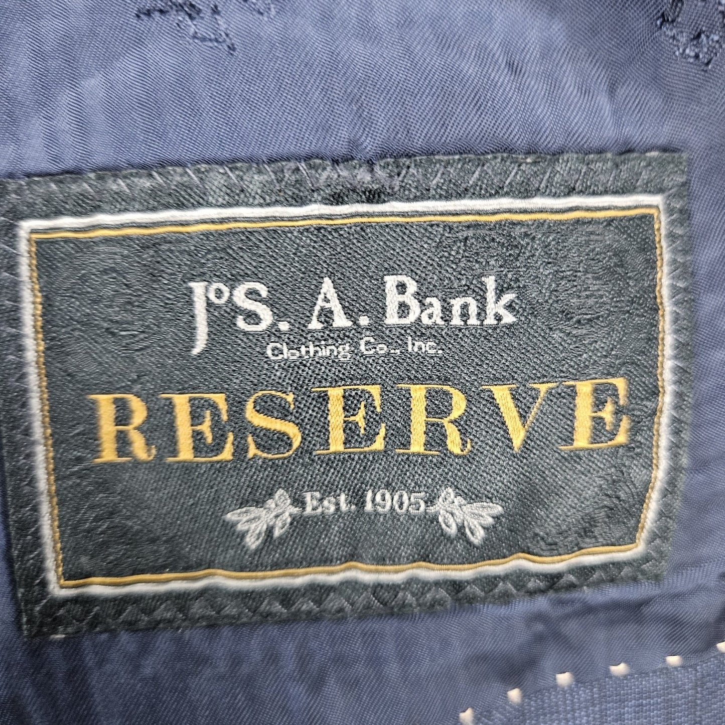 Jos A Bank Reserve Navy 100% Wool Savile Tailored Fit Peak Blazer Sport Coat 41R