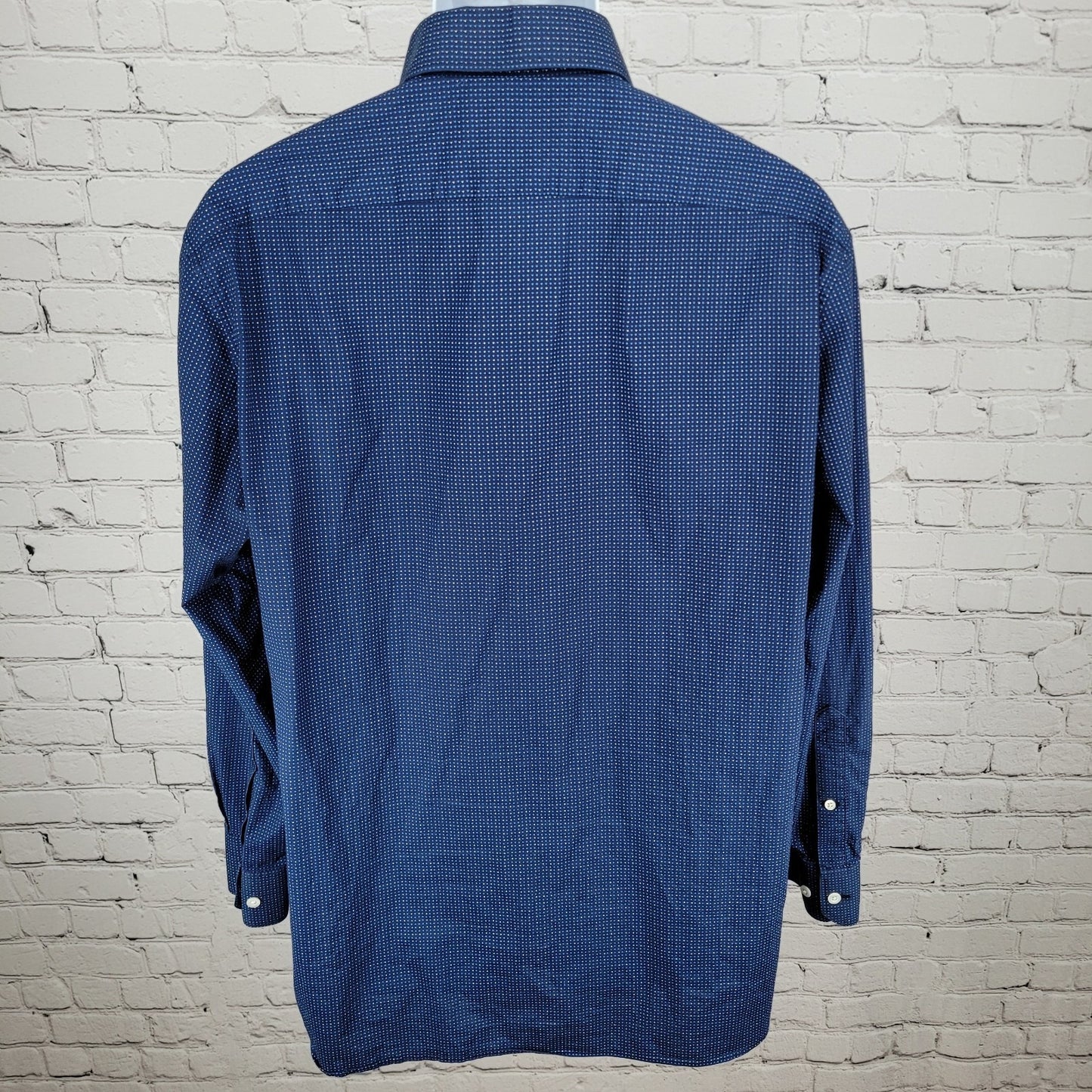 Bonobos Blue Dotted Stretch Slim Fit Button Up Long Sleeve Shirt Size 17.5 35