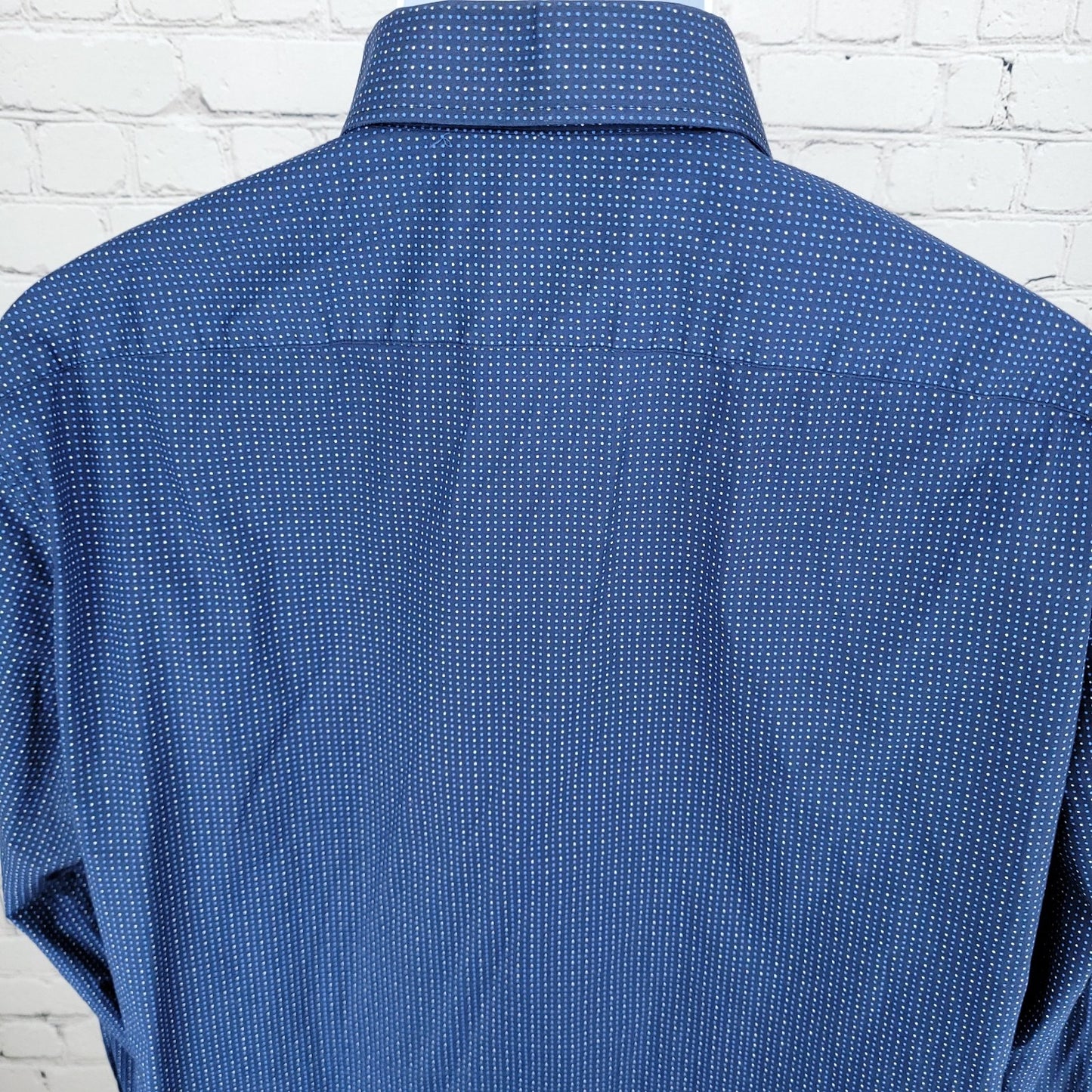 Bonobos Blue Dotted Stretch Slim Fit Button Up Long Sleeve Shirt Size 17.5 35