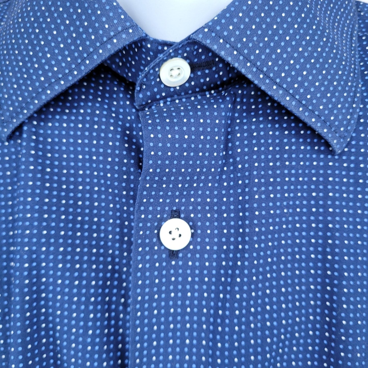Bonobos Blue Dotted Stretch Slim Fit Button Up Long Sleeve Shirt Size 17.5 35