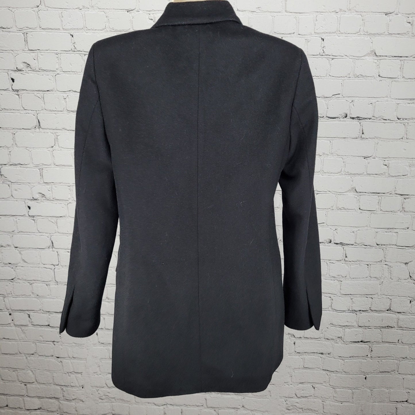 Zara Woman Black Wool Blend Double Breasted Peak Blazer Jacket Pea Coat Small S