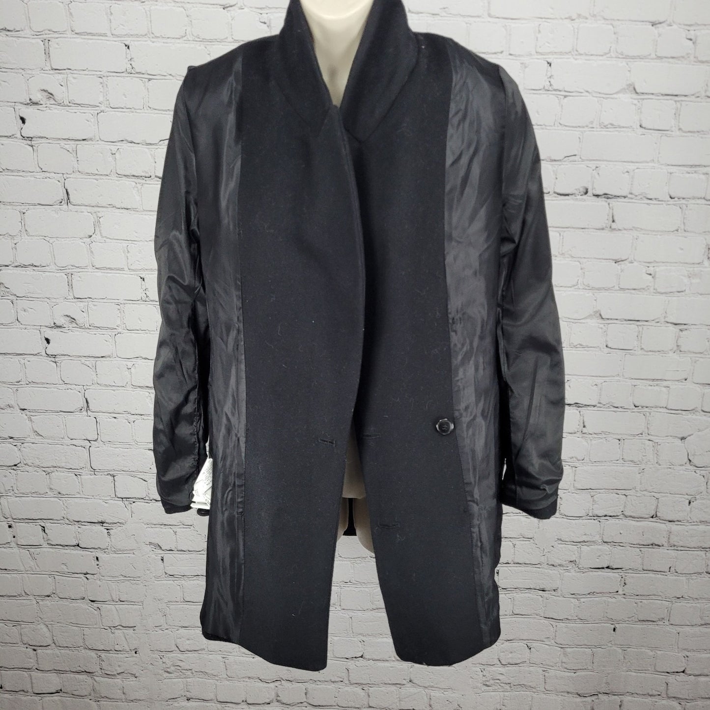 Zara Woman Black Wool Blend Double Breasted Peak Blazer Jacket Pea Coat Small S
