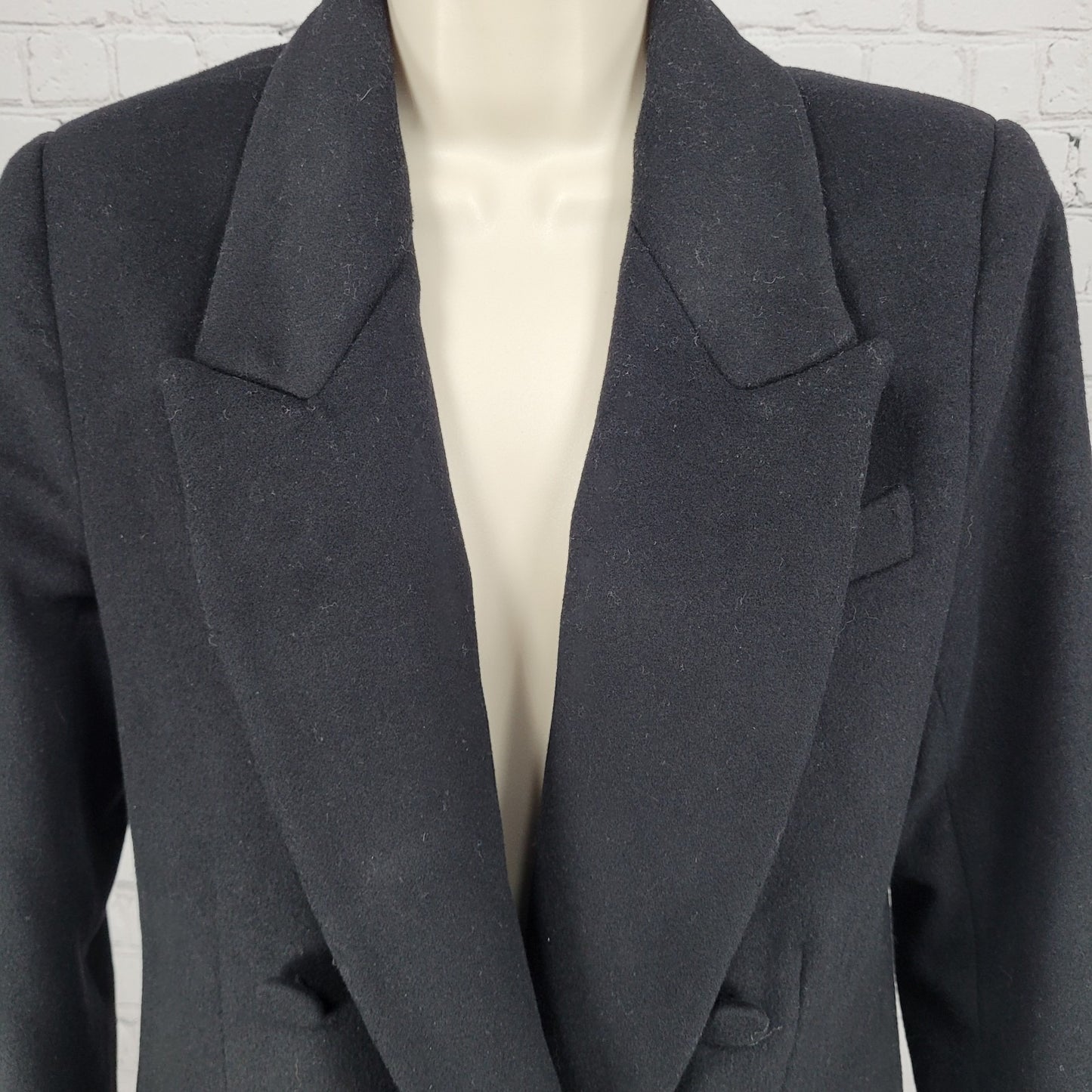 Zara Woman Black Wool Blend Double Breasted Peak Blazer Jacket Pea Coat Small S