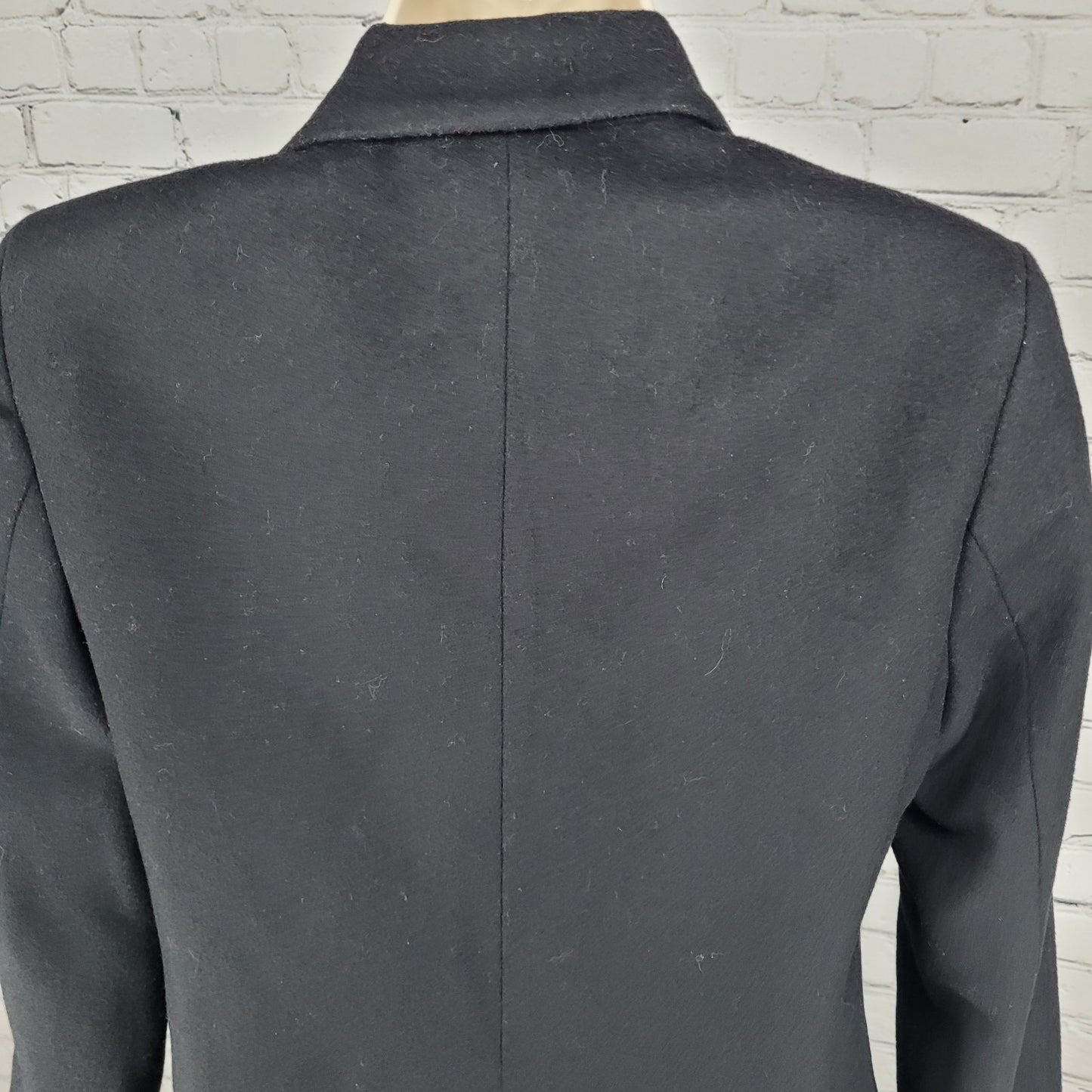 Zara Woman Black Wool Blend Double Breasted Peak Blazer Jacket Pea Coat Small S
