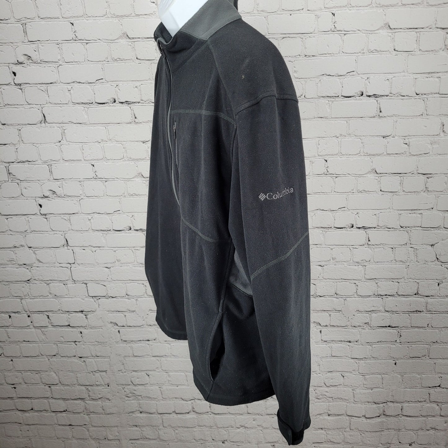 Columbia Black Fleece Full Zip Mock Neck Pockets Long Sleeve Jacket Size XL