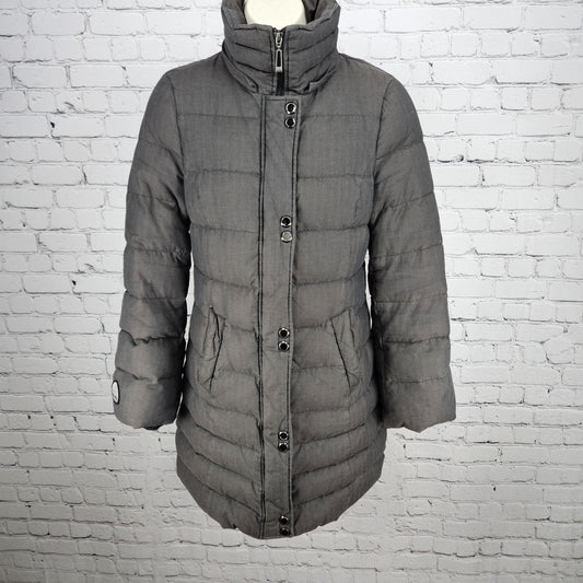 Soia & Kyo Brown Down Feather Insulated Zip Snap Puffer Jacket Coat XS