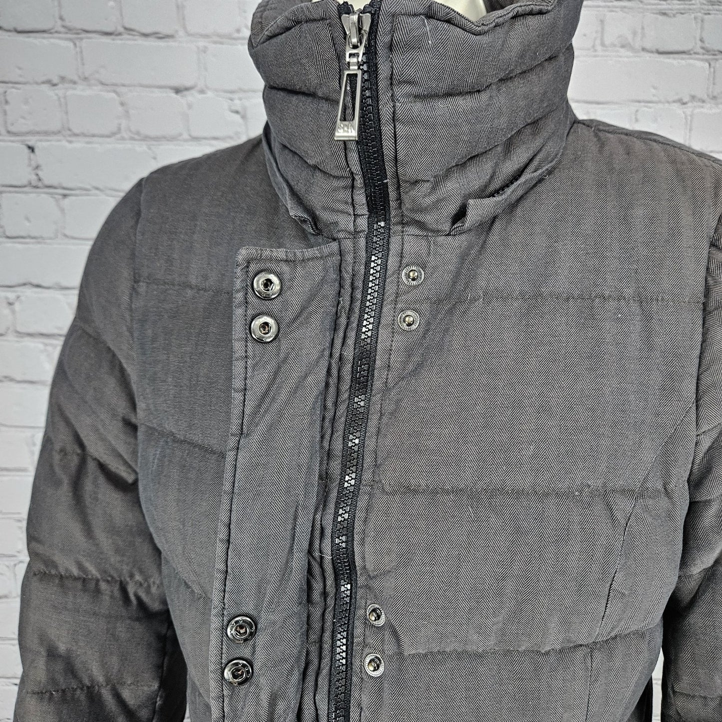 Soia & Kyo Brown Down Feather Insulated Zip Snap Puffer Jacket Coat XS