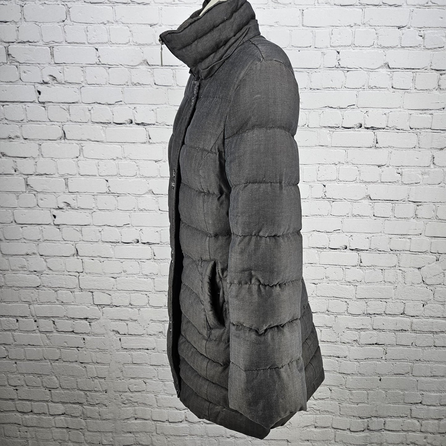 Soia & Kyo Brown Down Feather Insulated Zip Snap Puffer Jacket Coat XS
