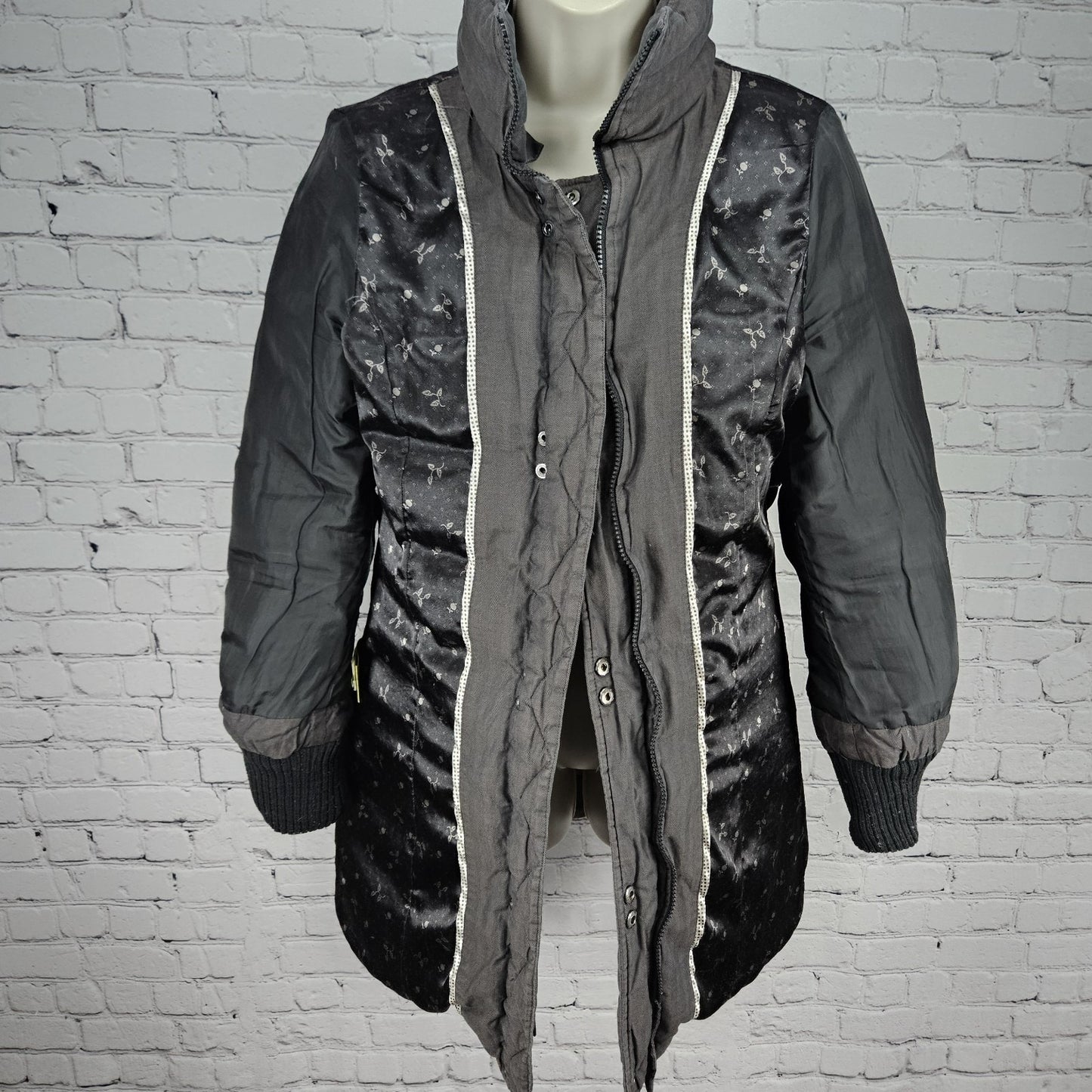 Soia & Kyo Brown Down Feather Insulated Zip Snap Puffer Jacket Coat XS