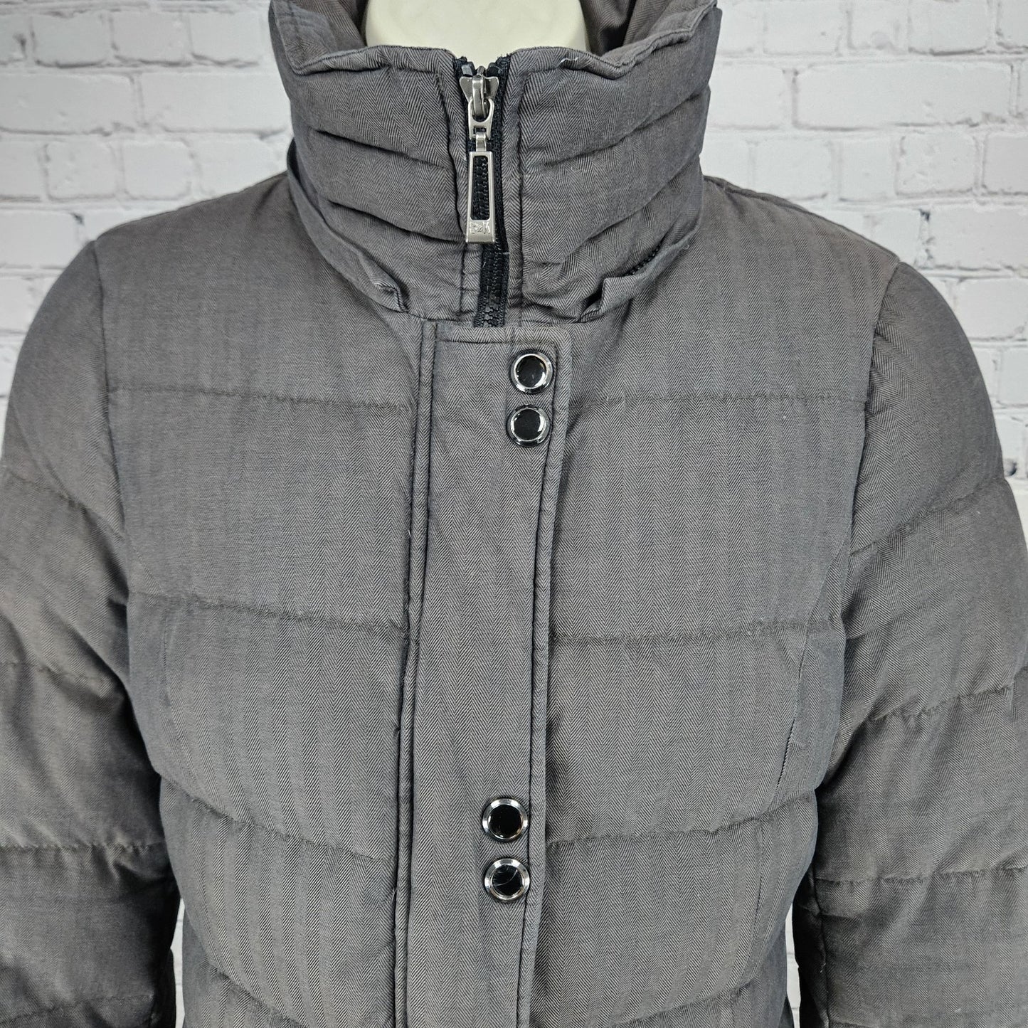 Soia & Kyo Brown Down Feather Insulated Zip Snap Puffer Jacket Coat XS