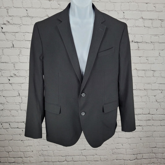 J. Ferrar Black Super Slim Stretch 2 Button Notch Blazer Sport Coat Size 44R