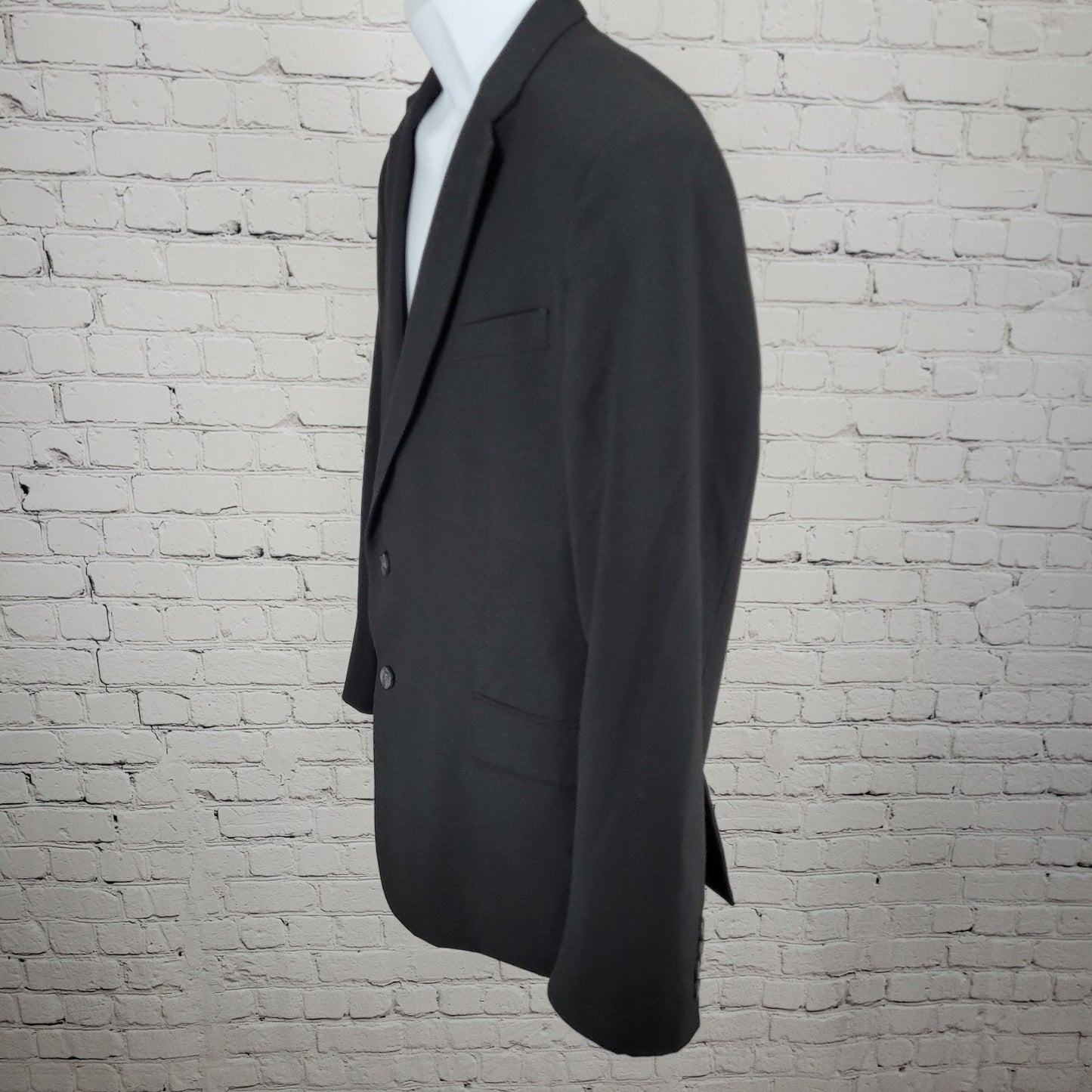 J. Ferrar Black Super Slim Stretch 2 Button Notch Blazer Sport Coat Size 44R