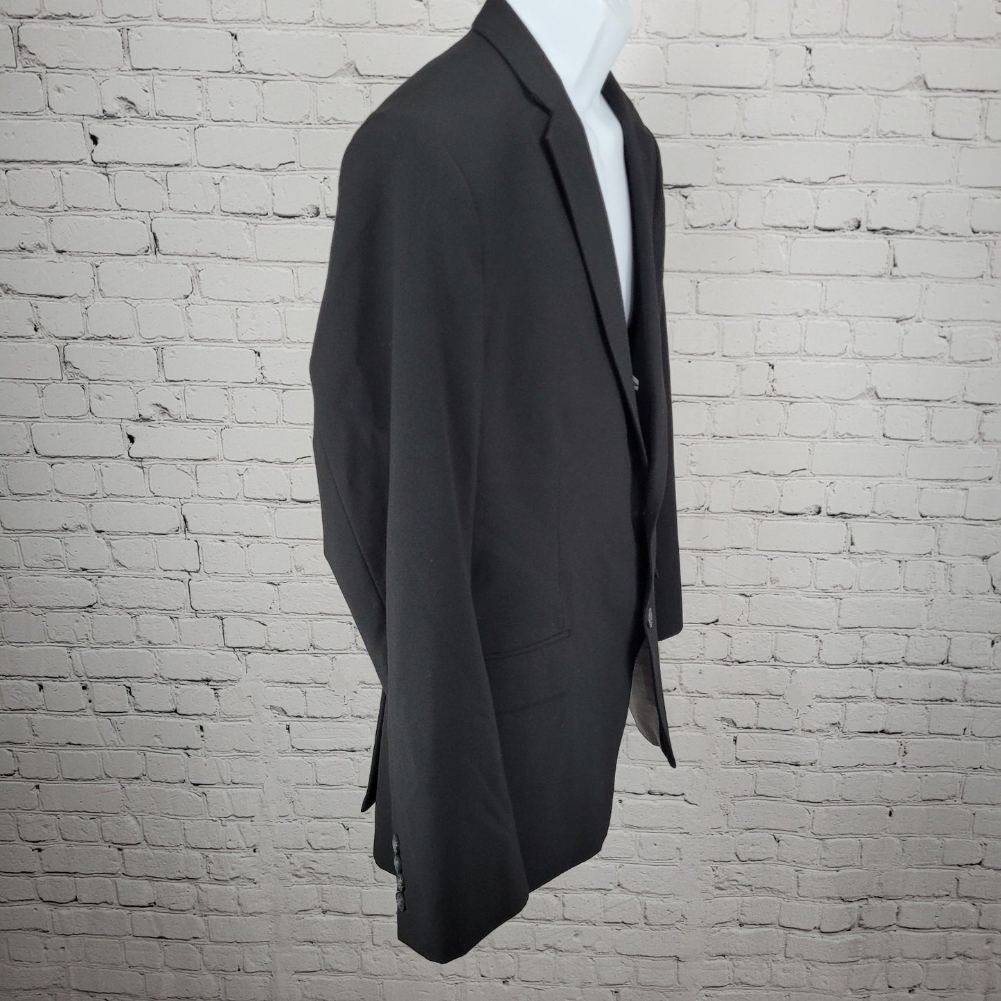 J. Ferrar Black Super Slim Stretch 2 Button Notch Blazer Sport Coat Size 44R