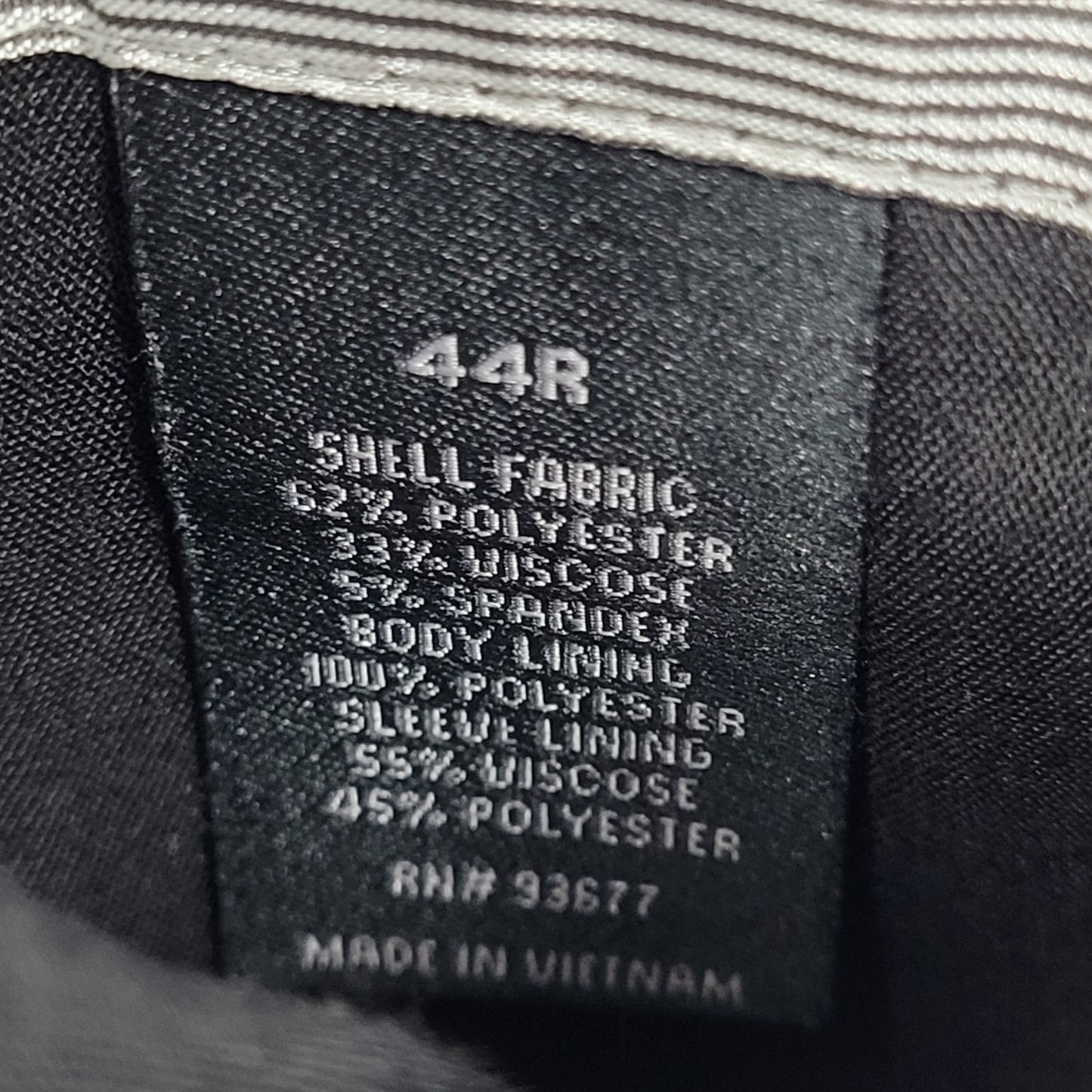 J. Ferrar Black Super Slim Stretch 2 Button Notch Blazer Sport Coat Size 44R