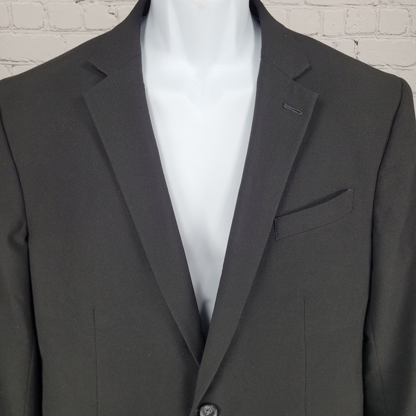 J. Ferrar Black Super Slim Stretch 2 Button Notch Blazer Sport Coat Size 44R