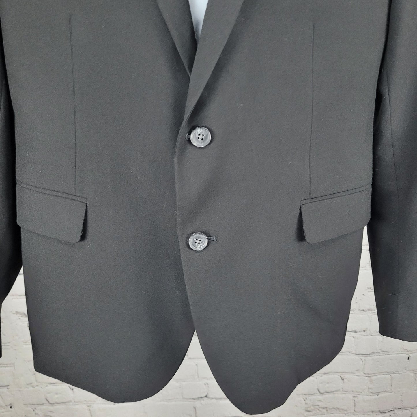 J. Ferrar Black Super Slim Stretch 2 Button Notch Blazer Sport Coat Size 44R