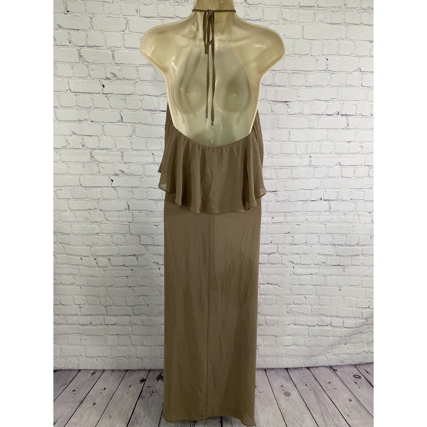 Show Me Your Mumu Brown Halter Layered Aimee Ruffle Maxi Dress Size XS