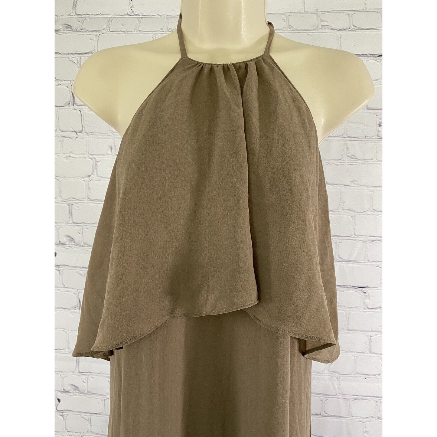 Show Me Your Mumu Brown Halter Layered Aimee Ruffle Maxi Dress Size XS