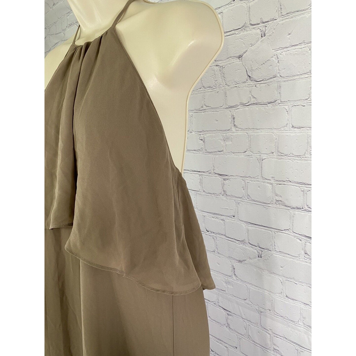 Show Me Your Mumu Brown Halter Layered Aimee Ruffle Maxi Dress Size XS