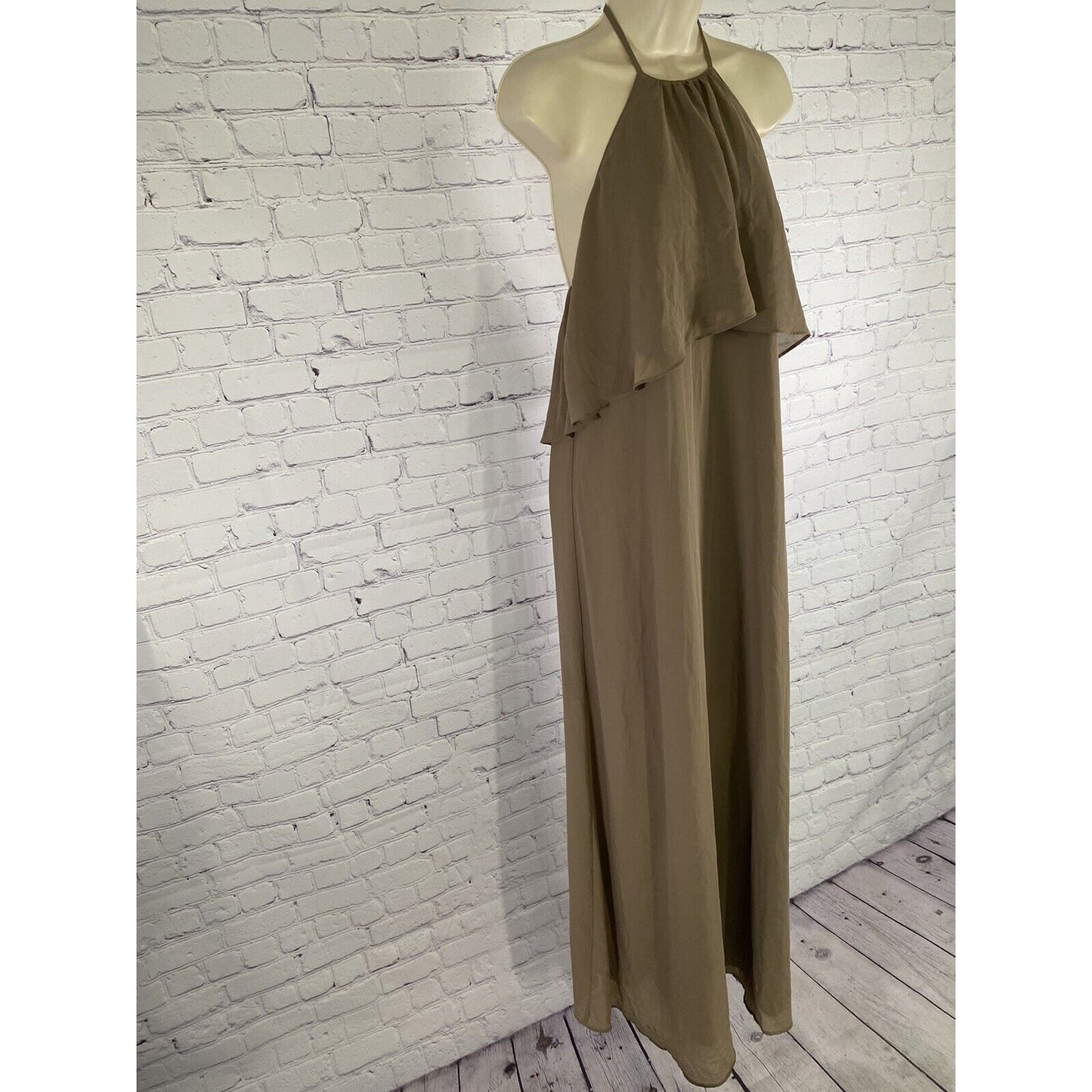 Show Me Your Mumu Brown Halter Layered Aimee Ruffle Maxi Dress Size XS