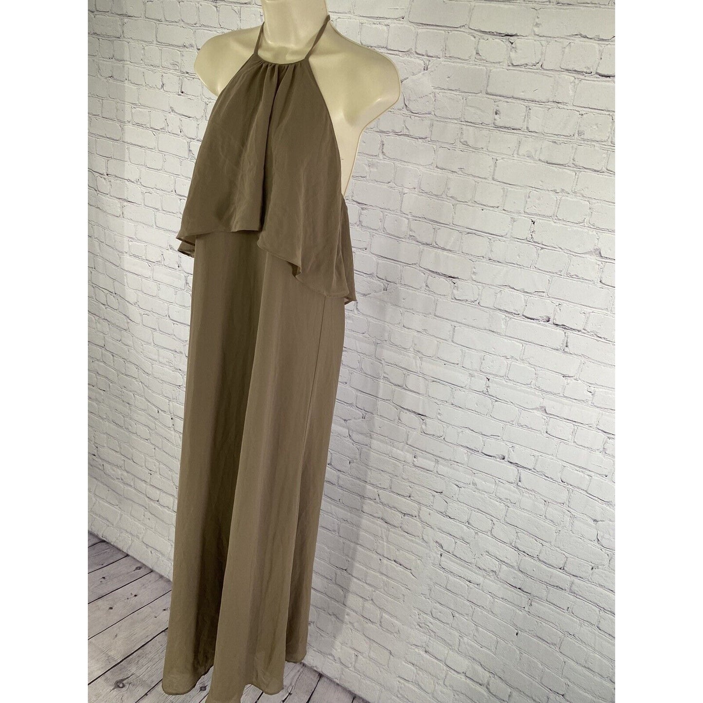 Show Me Your Mumu Brown Halter Layered Aimee Ruffle Maxi Dress Size XS