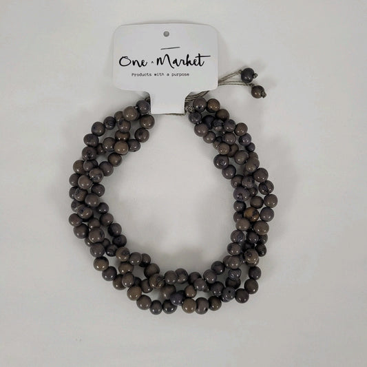 NWT One Market Grey Brown Beaded Necklace Boho Handmade MSRP $30