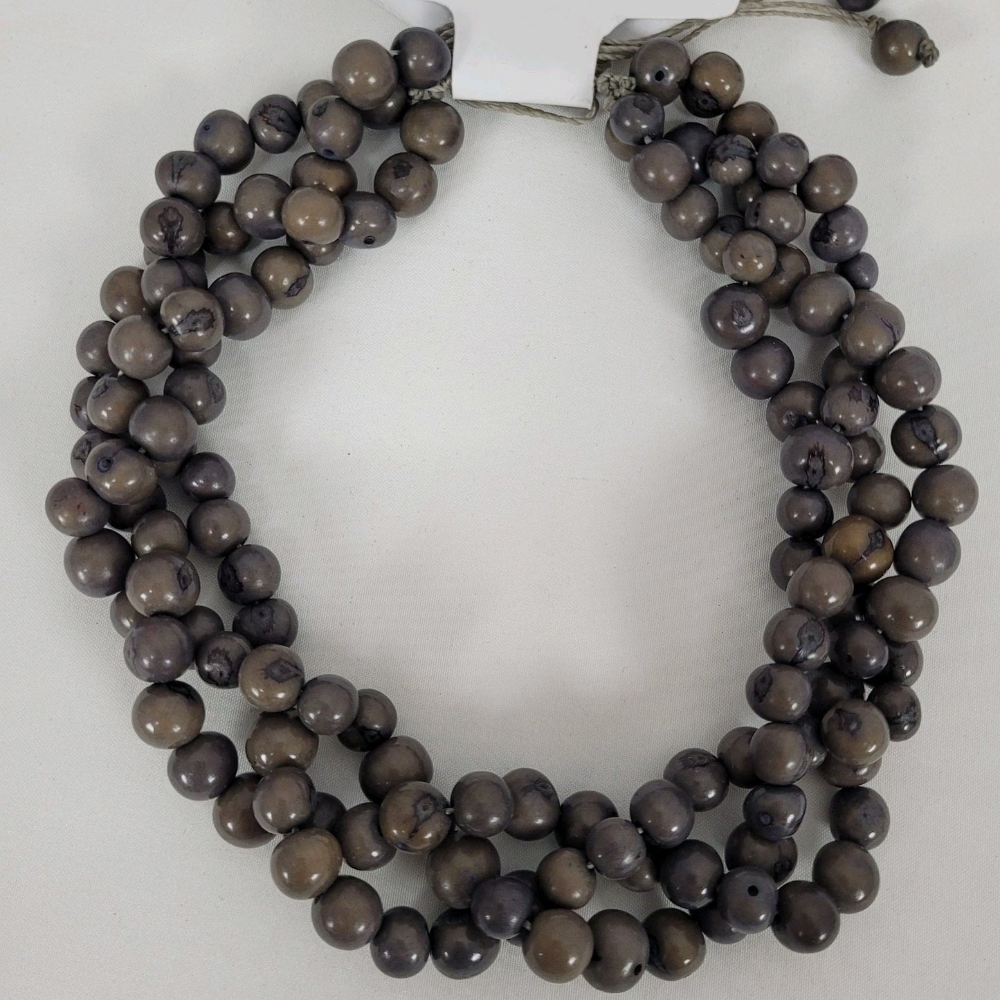 NWT One Market Grey Brown Beaded Necklace Boho Handmade MSRP $30