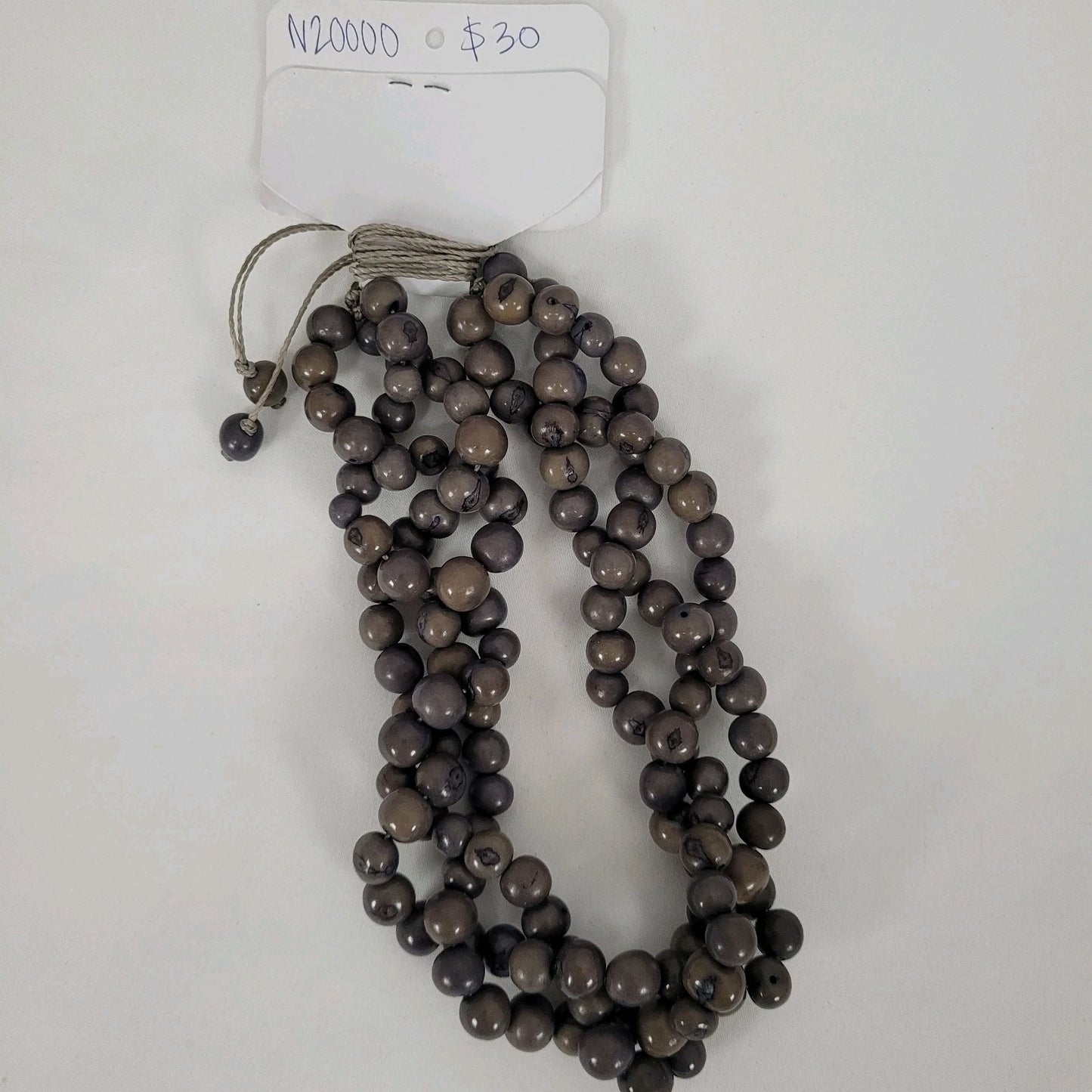 NWT One Market Grey Brown Beaded Necklace Boho Handmade MSRP $30