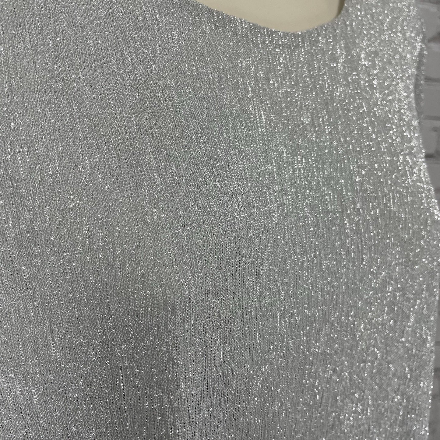 Chico’s Grey Metallic Shimmer Lightweight Lined Blouse Top Size 2 (US 12)