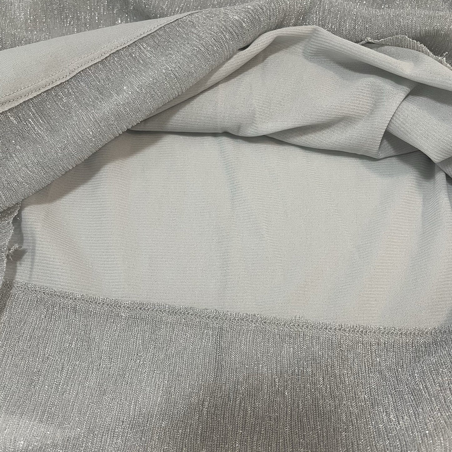 Chico’s Grey Metallic Shimmer Lightweight Lined Blouse Top Size 2 (US 12)